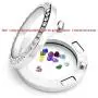 Jovivi 25/30mm Living Floating Memory Locket Necklace - 316 Surgical Stainless Steel Round Crystals Magnetic Closure Jovivi 25/30mm Living Floating Memory Locket Necklace - 316 Surgical Stainless Steel Round Crystals Magnetic Closure
