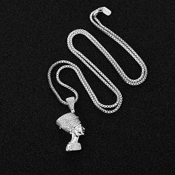 VANAXIN Nefertiti Egyptian Queen Pendant Necklaces for Women Men Punk Jewelry Women Men Gold Necklaces 24 inch Chain