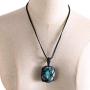 Labradorite Crystal Pendant Necklace, Hand-Knitted Reiki Healing Chakra Crystal Necklace, Natural Polished Palm Blue Moonstone Labradorite Raw Stone Jewelry for Women Men(2Pcs)