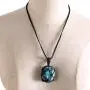 Labradorite Crystal Pendant Necklace, Hand-Knitted Reiki Healing Chakra Crystal Necklace, Natural Polished Palm Blue Moonstone Labradorite Raw Stone Jewelry for Women Men(2Pcs)