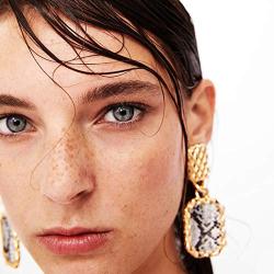 Campsis Vintage Geometric Dangle Earrings Gold Statement Drop Earring Snakeskin Pattern Pendant Earring Halloween Party Jewelry for Women and Girls