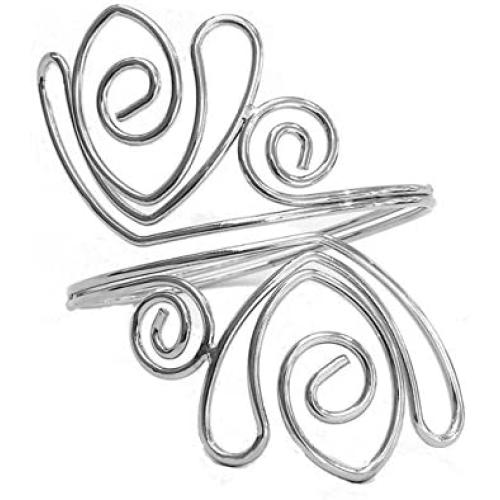 OCTCHOCO Fashion Flower Curve Gold Silver Filigree Swirl Adjustable Arm Bracelet Bangle Upper Arm Cuff Armlet