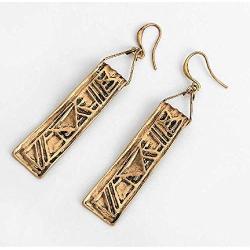 KaFu Geometrically unique Silver and Gold Retro Boho Chic Tribal Ethnic Vintage Rectangle Dangle Earrings Suitable for women and girl