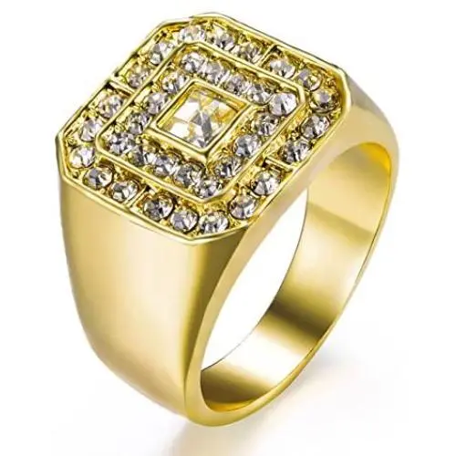 Ztuo Mens 18K Gold Plated Hip Hop Iced Out Cubic Zirconia Square Rings CZ Wedding Bands Size 8-13 Ztuo Mens 18K Gold Plated Hip Hop Iced Out Cubic Zirconia Square Rings CZ Wedding Bands Size 8-13