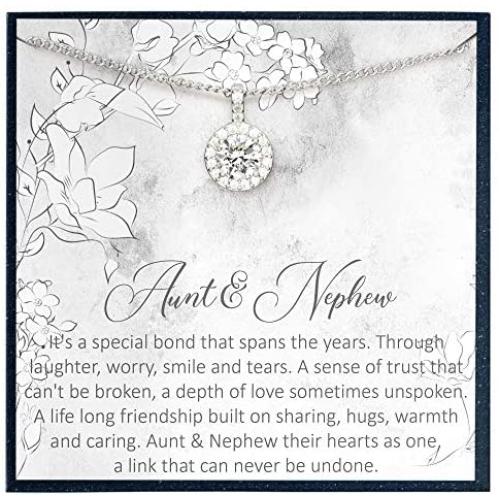 Grace of Pearl Aunt Nephew Necklace for Aunt Gifts for Auntie Gifts from Nephew for Aunt Jewelry The Love Between Aunt and Nephew is Forever Aunt Birthday Gift from Nephew