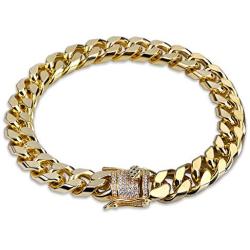 TOPGRILLZ Hip Hop14K Gold Plated Finished Miami Cuban Link Anklet Bracelet with Iced out Simulated Lab Diamond Clasp for Men Women