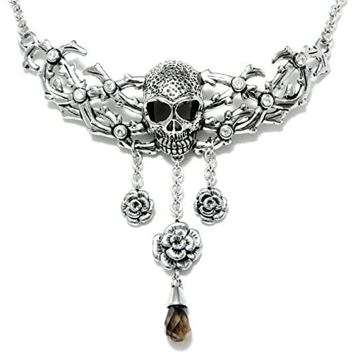 Controse Stainless Steel Skull and Roses Necklace 15” - 17'' Adjustable