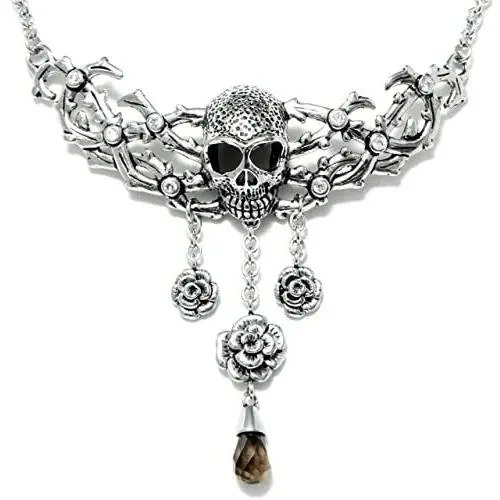 Controse Stainless Steel Skull and Roses Necklace 15” - 17'' Adjustable Controse Stainless Steel Skull and Roses Necklace 15” - 17'' Adjustable