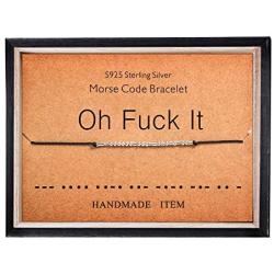 Fuck It Bracelet Morse Code Jewelry Gift for Her 925 Sterling Silver Bead on Silk Cord Bracelet Inspirational Jewelry for Women
