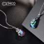 T400 Jewelers Tree of Life Leaves Waterdrop Necklace with Blue/Purle Crystal Jewelry for Women Birthday Gift