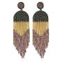 Luluping Long Beaded Tassel Earrings – Big Boho Native Handmade Bead Dangle Earrings for Women, Bohemian Large Statement Beaded Drop Fringe Earrings
