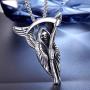 Skull Necklace for Men, Gothic Grim Reaper Sickles Skull Pendant Necklace with 23.6” Chain, Wings Skull Necklace, Retro Skull Head Totem Amulet Necklace, Punk Skull Jewelry Gift for Men Boys