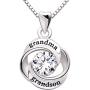 ALOV Jewelry Sterling Silver Grandma and Grandson Love Heart Cubic Zirconia Pendant Necklace