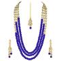 Aheli Classy Bollywood Party Wedding Kundan and Colour Beads Necklace Earrings with Maang Tikka Set Indian Traditional Ethnic Fashion Jewelry for Women