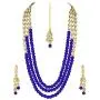 Aheli Classy Bollywood Party Wedding Kundan and Colour Beads Necklace Earrings with Maang Tikka Set Indian Traditional Ethnic Fashion Jewelry for Women