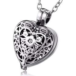 VCOOTS Cremation Jewelry for Ashes Pendant Always in My Heart Urn Necklace for Women/Men Stainless Steel Memorial Keepsake Jewelry- Free Fill Kits