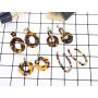 SEVENSTONE 4 Pcs Acrylic Dangle Drop Earrings Statement Mottled Boho for Women Resin Tortoise Fashion Jewelry Set