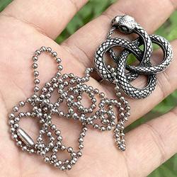 Snake Jewelry Celtic Knot Viper Cobra Norse Viking Magic Sea Serpent Dragon Wicca Protection Amulet pewter Unisex Womens Mens pendant necklace Charm for boys men women w Silver Ball Chain