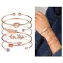 Softones 5pcs Bangle Rose Gold Bracelets for Women Girls Heart|Olive Leaf|Arrow|Feather|Knot Heart Open Cuff Bracelet Set Adjustable