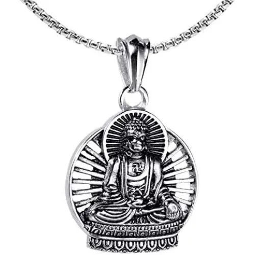 Xusamss Titanium Steel Buddha Religious Pendant Necklace,22inches Link Chain Xusamss Titanium Steel Buddha Religious Pendant Necklace,22inches Link Chain