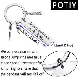 POTIY Dentist Assistant Gift Dental Hygienist Jewelry Dentist Assistant Rock Keychain with Toothpaste Tooth Toothbrush Charm Graduation Gift for Dentist Assistant