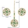 Aheli Wedding Wear Faux Kundan Beaded Round Earrings with Maang Tikka Set Ethnic Indian Jewelry for Women