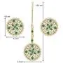 Aheli Wedding Wear Faux Kundan Beaded Round Earrings with Maang Tikka Set Ethnic Indian Jewelry for Women