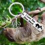 SEIRAA Sloth Hanging Jewelry Cute Animal Sloth Quote Keychain for Sloth Lover Love You Slow Much