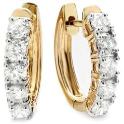 Dazzlingrock Collection 1.00 Carat (ctw) 10K Ladies Huggies Hoop Earrings 1 CT, Yellow Gold