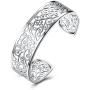 925 Sterling Silver Bangle Bracelet, HTOMT Fashion Simple Open Bangles Cuff Jewelry for Women