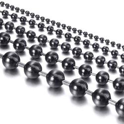 Elfasio 2-8MM Stainless Steel Black Bead Ball Chain Necklace or Men Women 18-30 inches