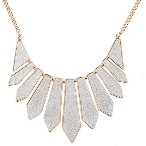 HSWE Glitter Collar Necklace for Women Statement Bib Necklace Geometric Chevron Choker Necklace for Wedding Party HSWE Glitter Collar Necklace for Women Statement Bib Necklace Geometric Chevron Choker Necklace for Wedding Party