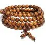 Wening Wood Bracelet 108 Beads Tibetan Buddhist Link Wrist Tiger Skin Spot PatternSandalwood Beads Necklace Prayer Mala Elastic 8mm Unisex