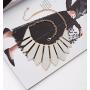 HSWE Glitter Collar Necklace for Women Statement Bib Necklace Geometric Chevron Choker Necklace for Wedding Party