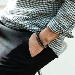 JBANS Hematite 486 Healing Stones Beaded Stretch Bracelet 2 Size for Men. Good Luck Therapy Bracelets. Strong Elastic Sring