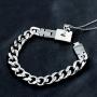 Uloveido Titanium Steel Key Pendant Necklace and Square Lock Bangle Bracelet Set for Couples Valetines Gifts