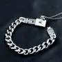 Uloveido Titanium Steel Key Pendant Necklace and Square Lock Bangle Bracelet Set for Couples Valetines Gifts
