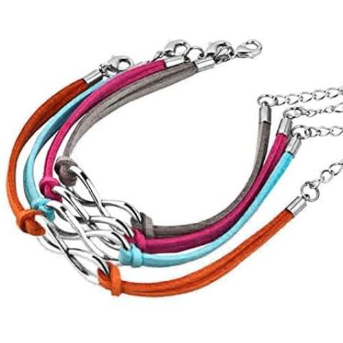 CLY Jewelry 2pc/4pc Handmade Wristband Rope Matching Friendship Multi Color Leather Infinity Bracelet