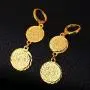 Gold Huggie Hoop Earrings with Dangle Charm|Platinum or 18K Gold Plated Allah Earrings,Small Heart/Coin Style Drop Earrings for Women Girls