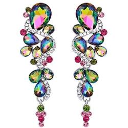 BriLove Womens Bohemian Boho Crystal Wedding Bridal Multiple Teardrop Chandelier Long Dangle Earrings