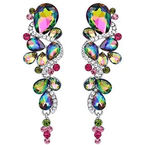 BriLove Womens Bohemian Boho Crystal Wedding Bridal Multiple Teardrop Chandelier Long Dangle Earrings BriLove Womens Bohemian Boho Crystal Wedding Bridal Multiple Teardrop Chandelier Long Dangle Earrings