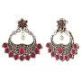 Efulgenz Boho Vintage Antique Gypsy Tribal Crystal Kundan Indian Oxidized Silver Chandbali Dangle Earrings Jewelry