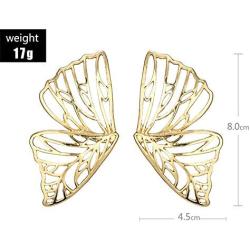 2 Pairs Cute Big Butterfly Stud Earrings s for Women Girls, Dainty Bohemian Gold Butterfly Wings Drop Dangle Earrings Jewelry