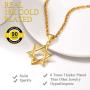 U7 Men Women Star of David Necklace, Stainless Steel 18K Real Gold Plated Jewish Israel Jewelry Pendant with Chain, 22-26 Inch, Customizable