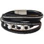 TASBERN Gray Leather Wrap Bracelet for Women Pearl Crystal Rope Braided Cuff Bracelets Handmade Jewelry Gift for Teens Girls