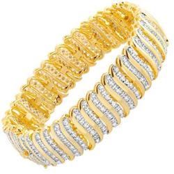 2 ct Diamond S Link Tennis Bracelet in 18K Plated Brass