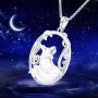 YL Fox Necklace Sterling Silver Round Fillgree Pendant Moon Jewelry Women Gifts