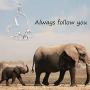 925 Sterling Silver Lucky Elephant Mother Daughter Open Heart Pendant Necklace Jewelry Gift for Women Girls Mom