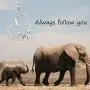 925 Sterling Silver Lucky Elephant Mother Daughter Open Heart Pendant Necklace Jewelry Gift for Women Girls Mom