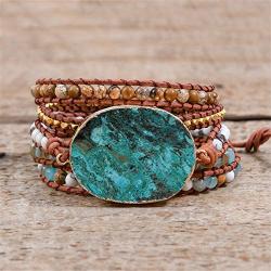 YGLINE Leather Handmade 7 Chakra Yaga Bead Wrap Bracelet Jewelry